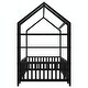 preview thumbnail 18 of 22, Metal House Bed with Fence and Detachable Storage Shelves