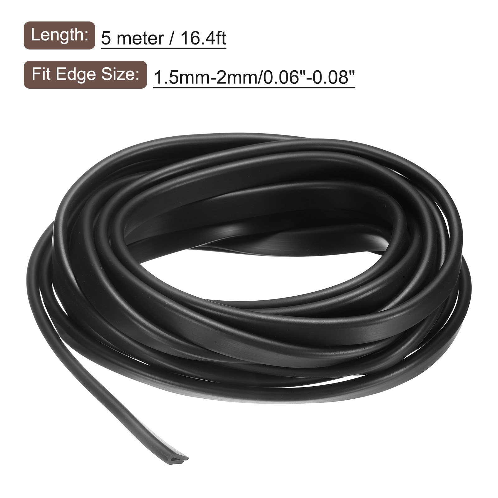 Rubber U Channel Trim, Guard Seal Strip Edge Protector Flat Type - Black