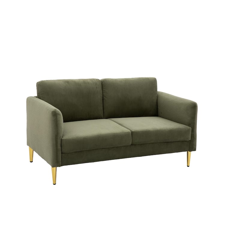 60.63" W Mid-Century Corduroy Fabric Loveseat with Tuxedo Arm