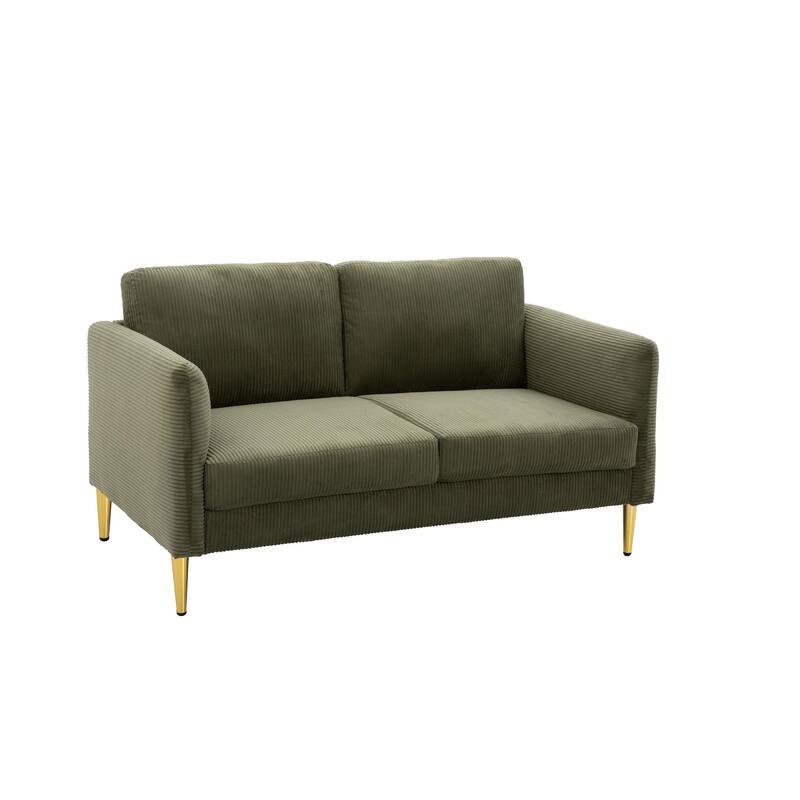 US PRIDE FURNITURE 60.63" W Mid-Century Corduroy Fabric Loveseat - Green