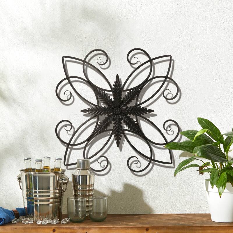 Glitzhome 20"L/ 23.5"L Traditional Iron Scroll Garden/Home Wall Decor