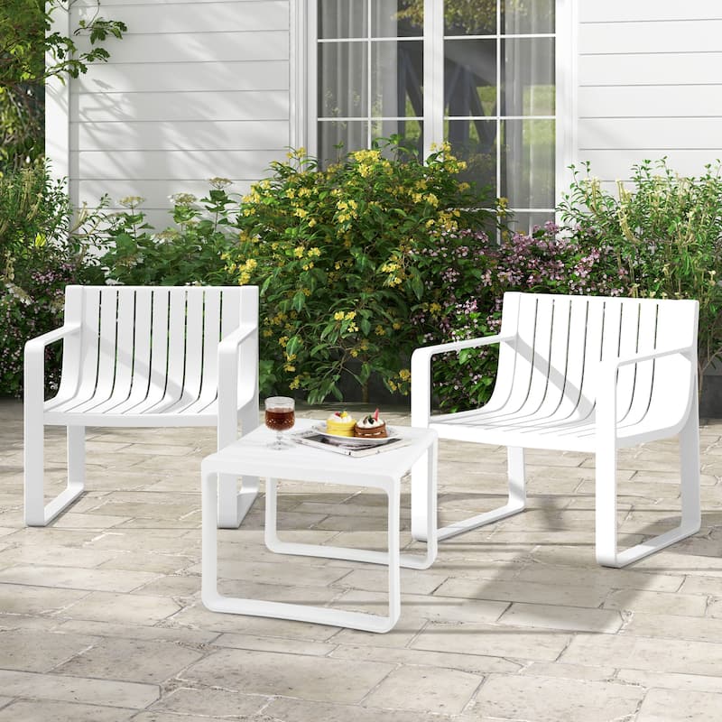 Costway Patio Chairs Set of 2/4 Weather-resistant Plastic Outdoor