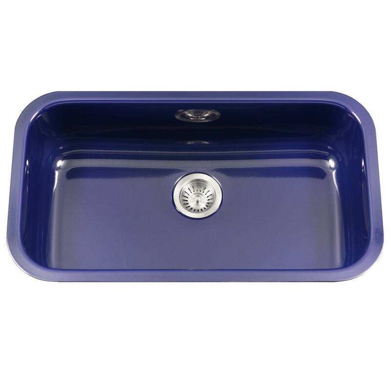 Houzer Porcela 30-9/10" Single Basin Undermount Porcelain Enameled - Navy Blue