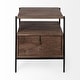 preview thumbnail 2 of 10, Glenn I Square Dark Brown Wood and Iron Black Frame Side Table
