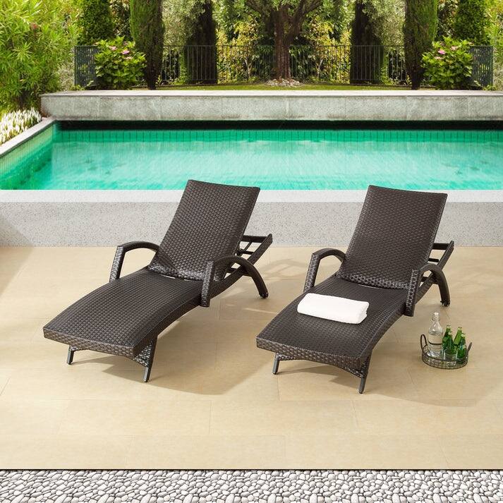 Outdoor Woven Padded 2Pack NonRust Aluminum Chaise Lounge N/A Bed
