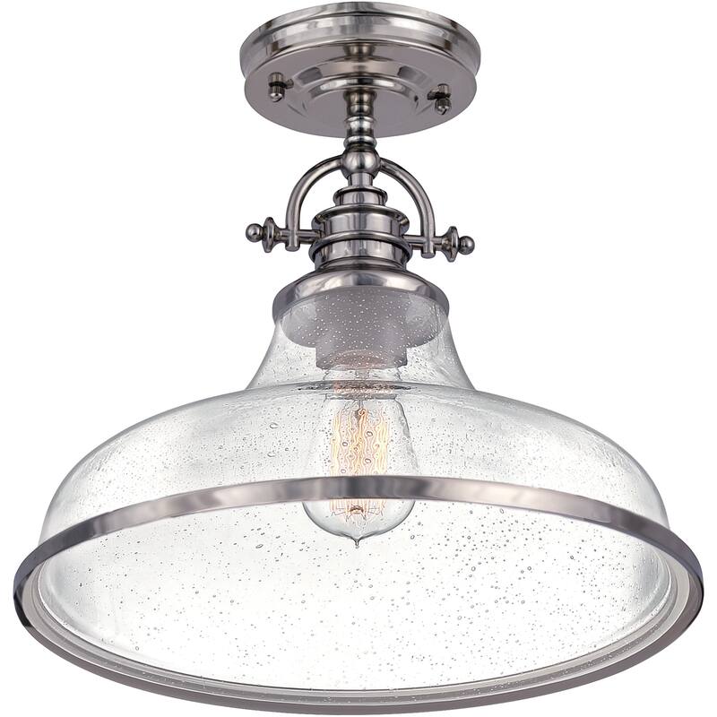 Quoizel Grant Brushed Nickel Steel 1-light Semi-Flush Mount