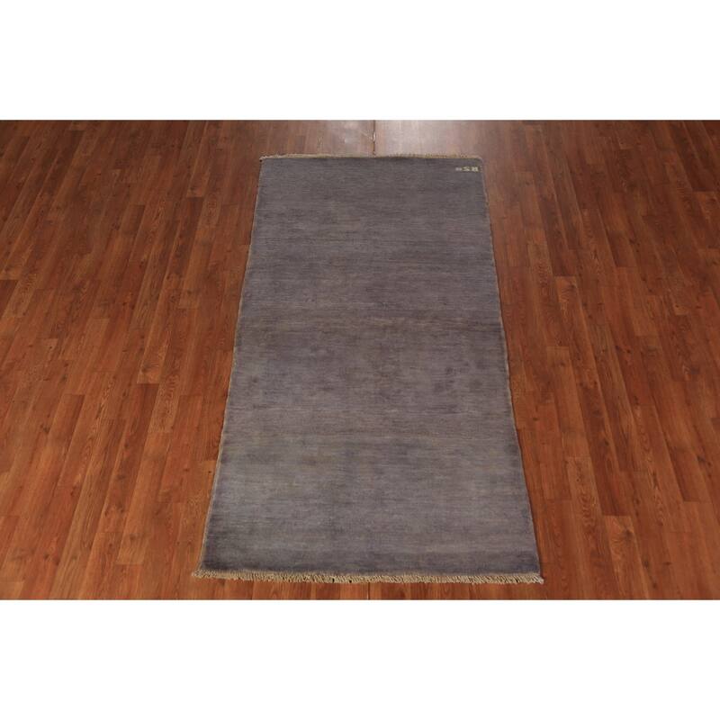 Gray Gabbeh Oriental Rug Hand-Knotted Foyer Wool Carpet - 3'3" x 6'4"