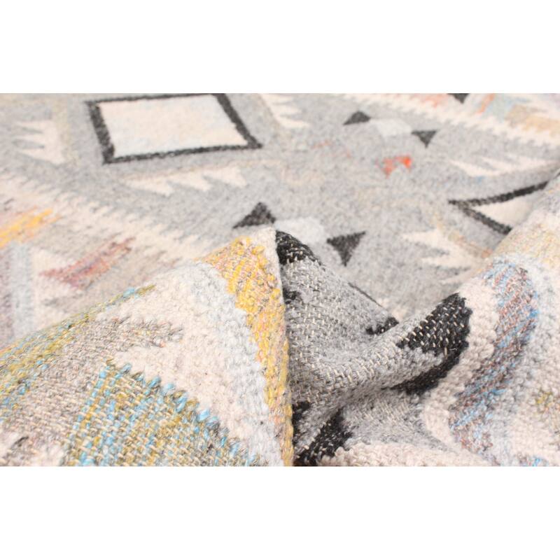 ECARPETGALLERY Flat-Weave Ankara FW Grey Wool Kilim - 5'2 x 7'8