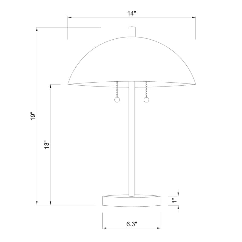 Casey Matte Gold 2-Light Metal Dome Table Lamp