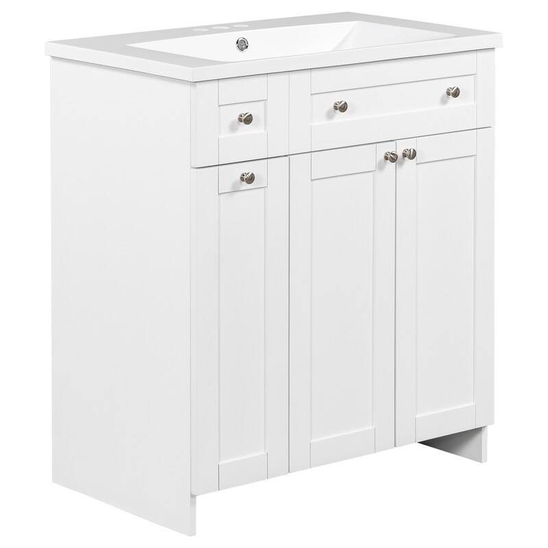 Single Sink 30" Bathroom Vanity with Combo Cabinet and Storage
