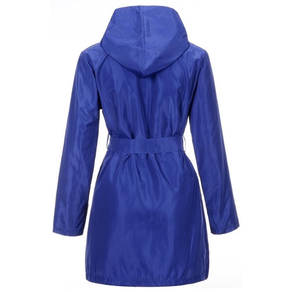 QZUnique Womens Lightweight MD-Long Hooded Windbreaker Outdoor Coat Water Resistant