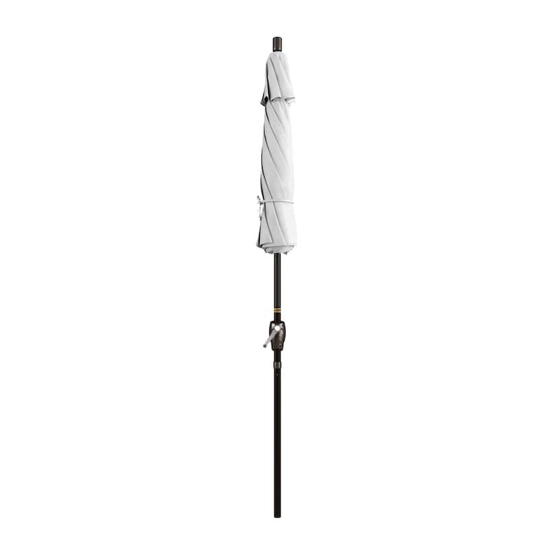 California Umbrella 7.5' Round Crank Lift, Push Button Tilt Aluminum Patio Umbrella, Bronze Pole, Outdoor Rated Red Fabric