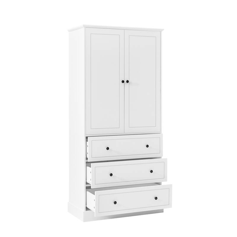 Tall Bathroom Storage Cabinet with Drawers and Adjustable Shelves, Modern Freestanding Floor Cabinet with Anti-Tip Kit