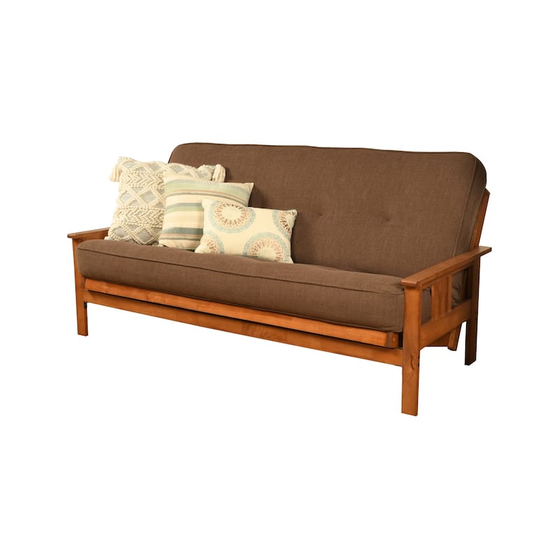 Porch & Den Kern Beli Grey/Brown Linen/Wood Futon Set