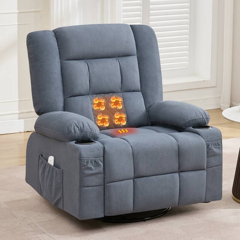 Kneading Massage Rocker Recliner Chair with 4-Point 3D Kneading Massage and Heat for Living Room with Rocking Function