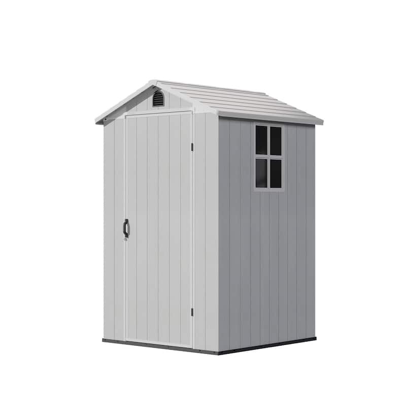 Patiowell 6'x 4' & 4'x 4' & 4'x 8' Plastic Outdoor Storage Shed, Resin Shed with Floor, White