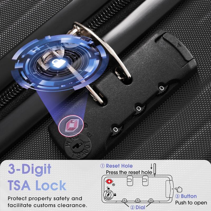 Luggage Set 3 Piece,Lightweight Durable ABS Suitcases with Spinner Wheels and TSA Lock,Carry-on & Checked Luggage(20"/24"/28")