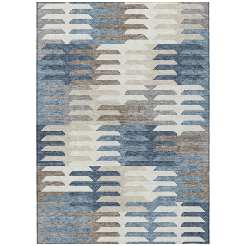 Machine Washable Indoor/ Outdoor Modern Stacks Chantille Rug