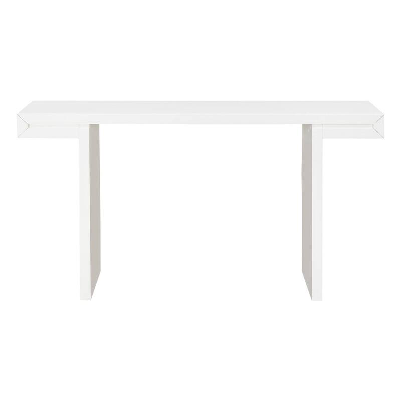 U-Style Large Console Table, Stylish Entryway Table with Geometric Design and Adjustable Feet