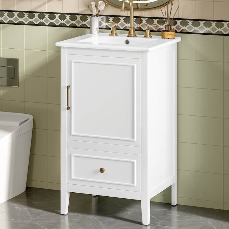 Christopher Knight Home - Genevieve 20" Bathroom Vanity with Ceramic Sink, Soft Closing Door, Storage Rack & Drawer