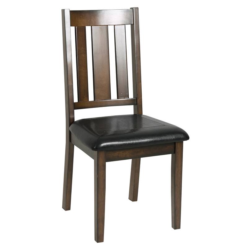 Cherry 5pc Dining Set Table with 4 Chairs Faux Leather Upholstery Wooden Kitchen Funiture Dinette Set