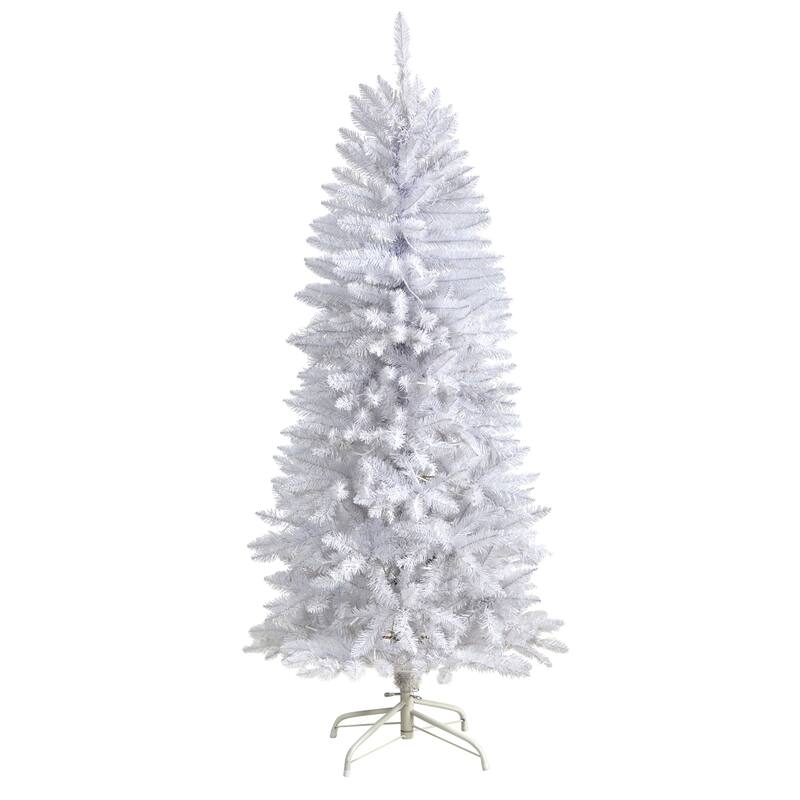 5’ Pre-Lit White Artificial Christmas Tree, Clear Lights - 5 Foot