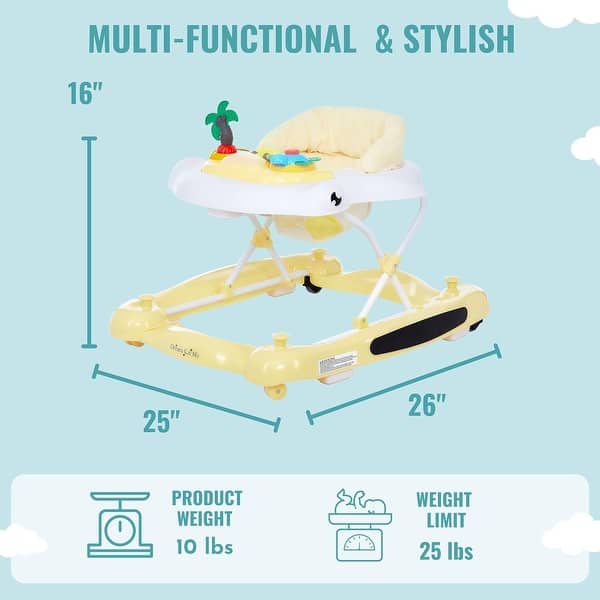 dimension image slide 0 of 3, Dream On Me Aloha Fun 2-in-1 Baby Walker
