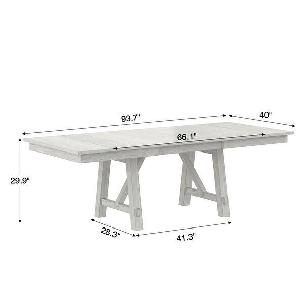 VECELO 94 Inch Modern Solid Wood Rectangular Extendable Dining Table ...