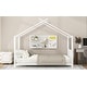 preview thumbnail 7 of 13, Twin Size Metal House Platform Bed with Roof Design, House Bed with Slats Support for Kids Teens
