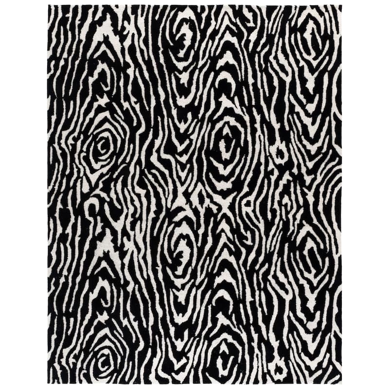 SAFAVIEH Handmade Ebony Thouraya Modern & Contemporary Wool Rug - 8' x 10' - Black/Ivory