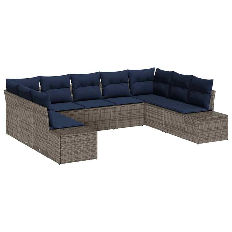 vidaXL 10 Piece Garden Sofa Set with Cushions - 113.8×82.3×27.2