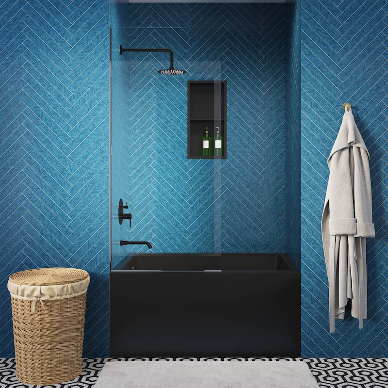 Ivy Single-Handle 1-Spray Tub And Shower Faucet In Matte Black (Valve Included) - 17.5" x 11.88" x 5.88"