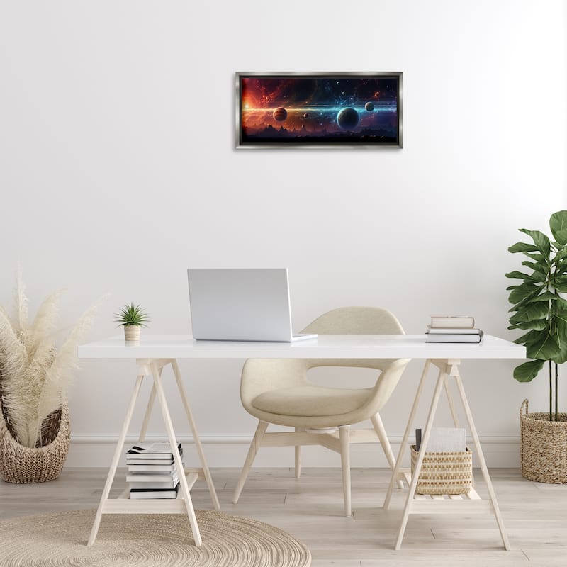 Stupell Surreal Planets over Crags Framed Floater Canvas Wall Art Design By Wumples