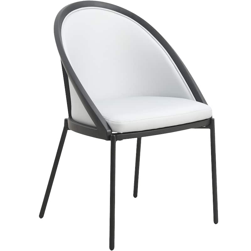 Urbane Upholstered Faux Leather Dining Chair with Powder Coated Steel Legs by LeisureMod - White