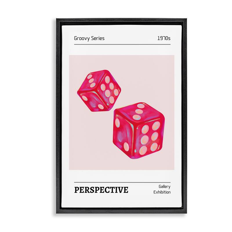 Stupell Pink Dice Pair Framed Floater Canvas Wall Art Design By LSR Design Studio - 21 x 31 - Black