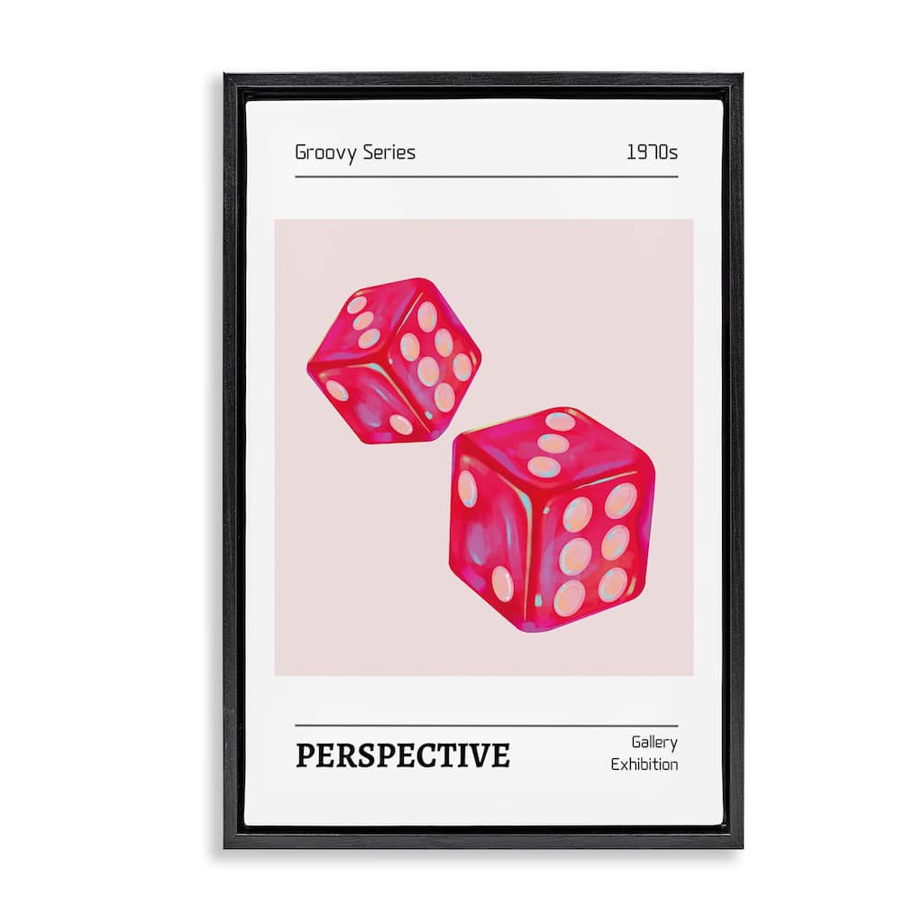 Stupell Pink Dice Pair Framed Floater Canvas Wall Art Design By LSR Design Studio