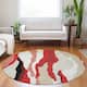 Machine Washable Indoor/ Outdoor Abstract Contemporary Chantille Rug - Red - 8' x 8'