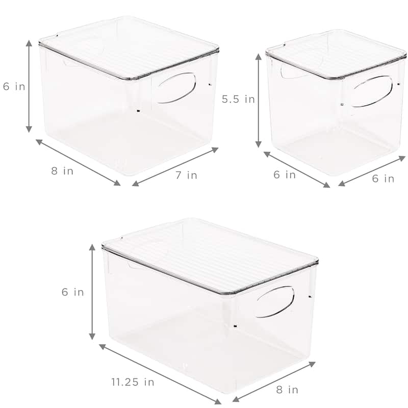 Sorbus Organizer Bins with Lids, Kitchen Pantry Organization Storage Acrylic Bins - 6-Pack