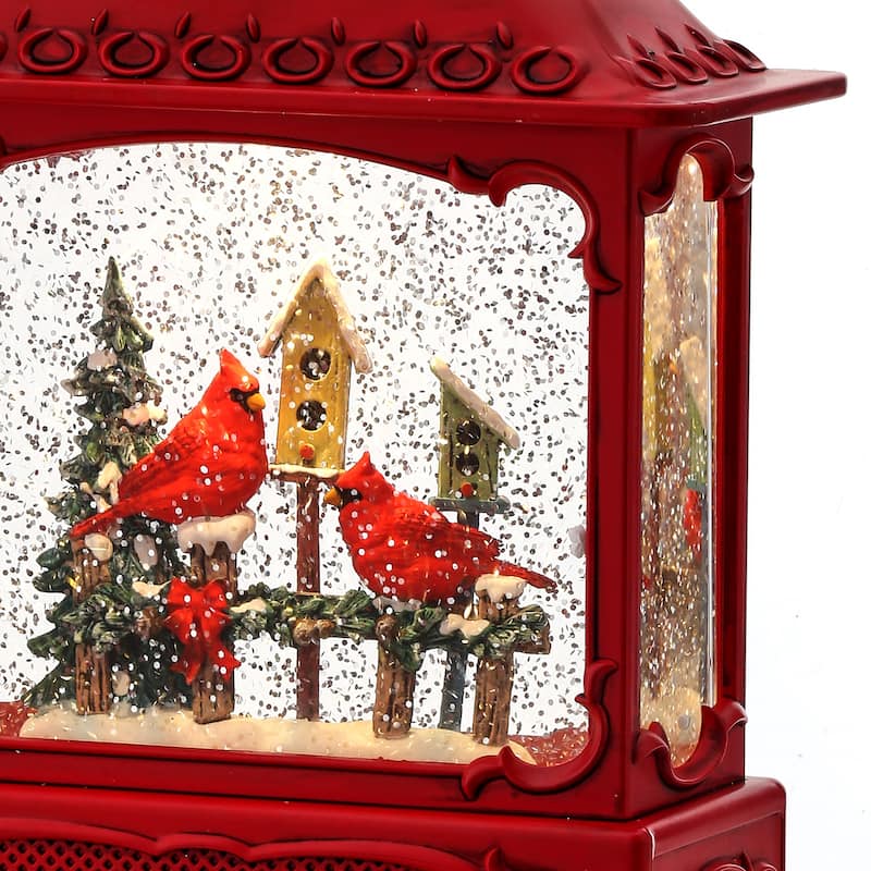 11" LED Cardinal Lantern Water Globe Usb
