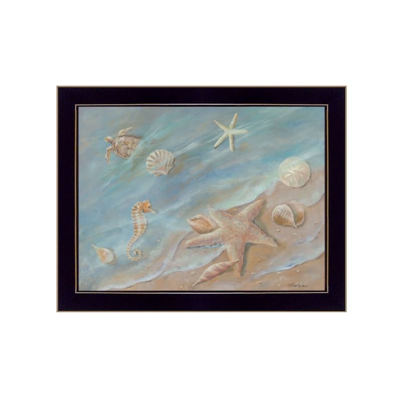 TrendyDecor4U Contemporary "Seashore Star I" Framed Print Wall Art - Black