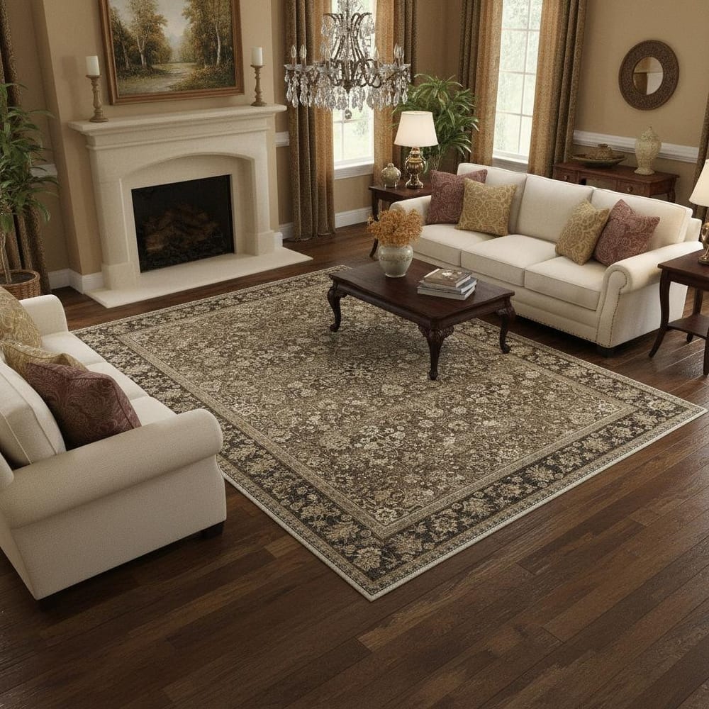 HomeRoots Hoke Floral Medallion Traditional Rectangle Area Rug