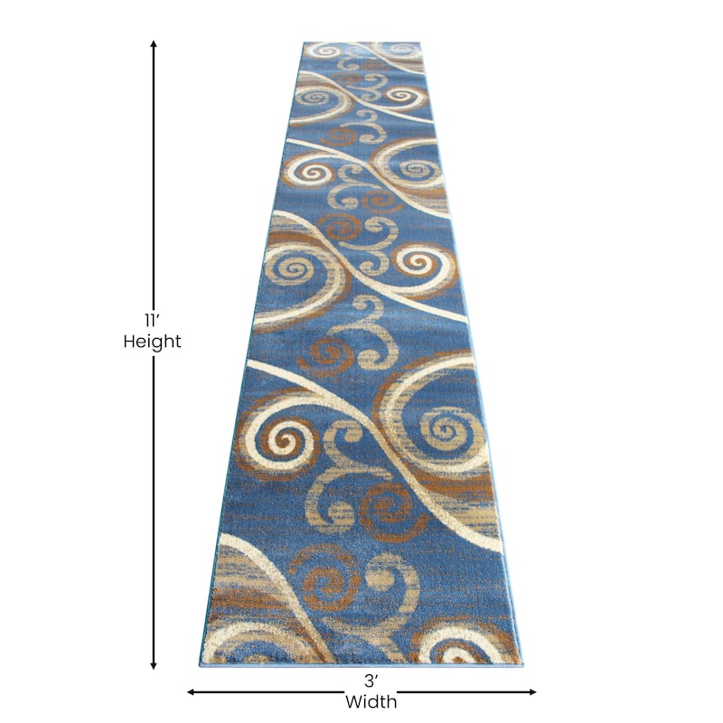 Modern Distressed Swirl Abstract Style Indoor Area Rug