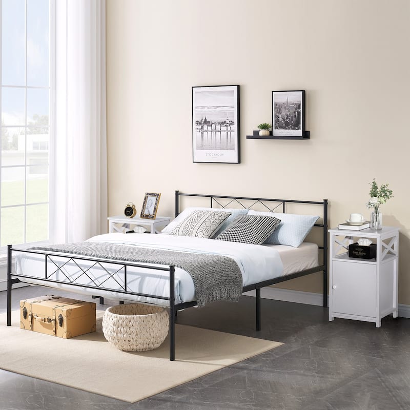 Taomika 3-Pieces Platform Bed Frame and Modern Nightstands Sets