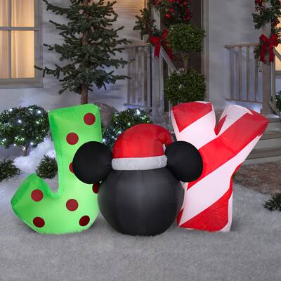 Gemmy Christmas Airblown Inflatable Inflatable Mickey Mouse "JOY" Sign, 2.5 ft Tall, Black