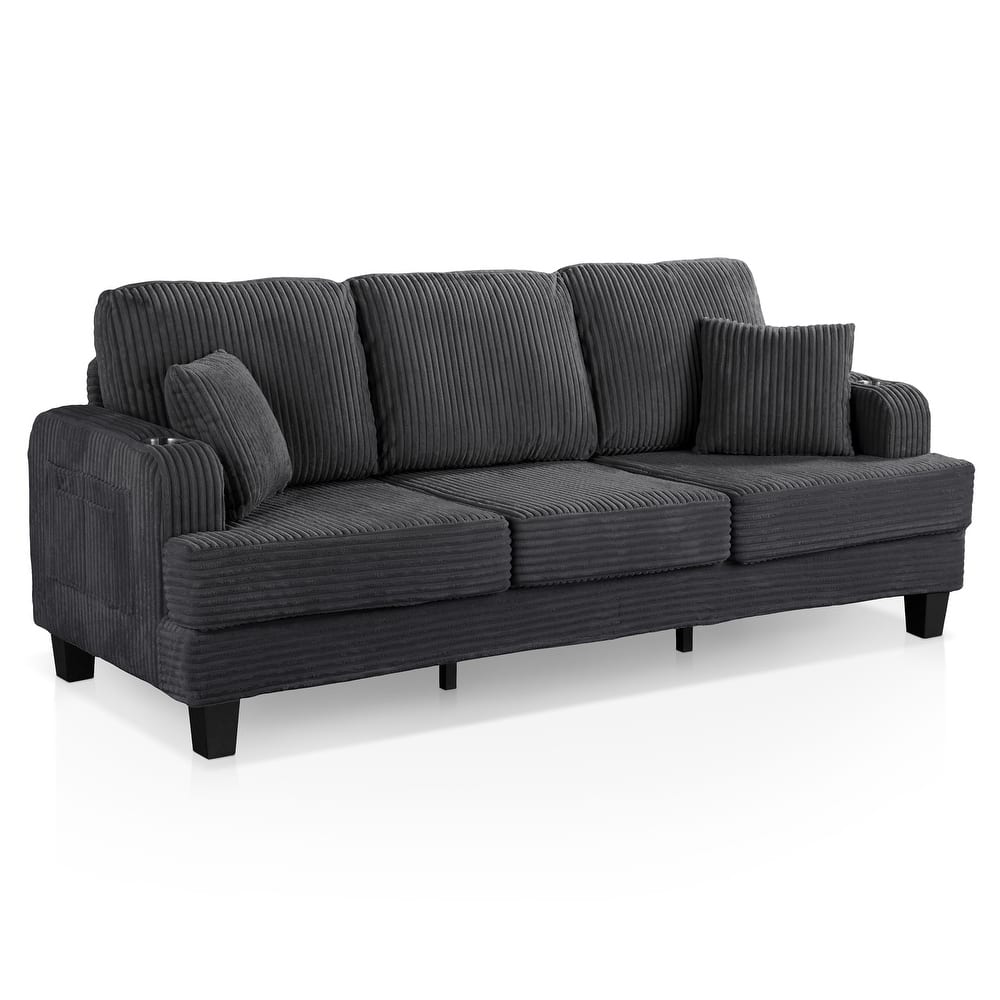 DH BASIC Modern Chenille Sofa with Cup Holders and USB Ports by Denhour