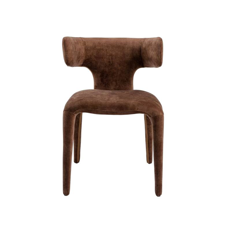 Brown/Brown Polyester Upholstered Metal Frame Dining Chair, Sturdy Dining Chair for Dining Rooms - 20.5