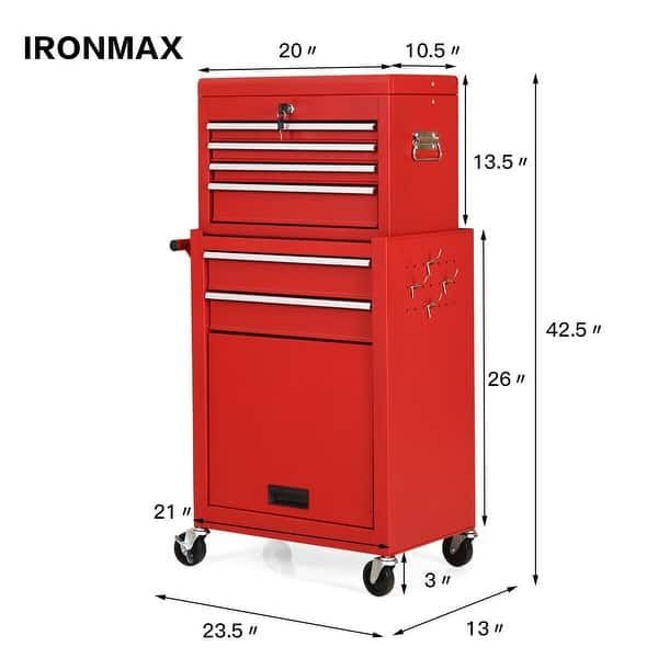 Portable Rolling Garage Toolbox Organizer Storage Chest 23.5