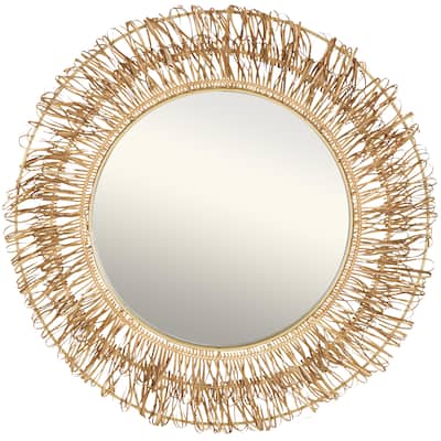 Rattan Handmade Woven Looped Room Wall Mirror - Brown - Roche River Decor
