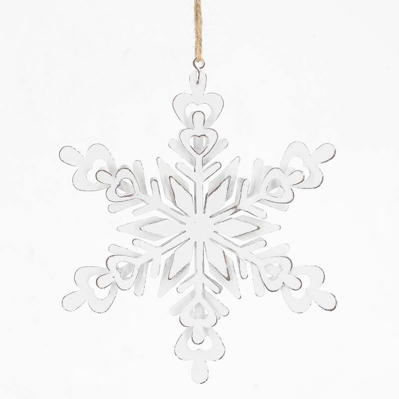 6.3x1.8x6.7" Iron Snowflake Hanger, Decorative Hanging Ball Christmas Tree Ornaments for Holiday Party Decorations, Set of 6