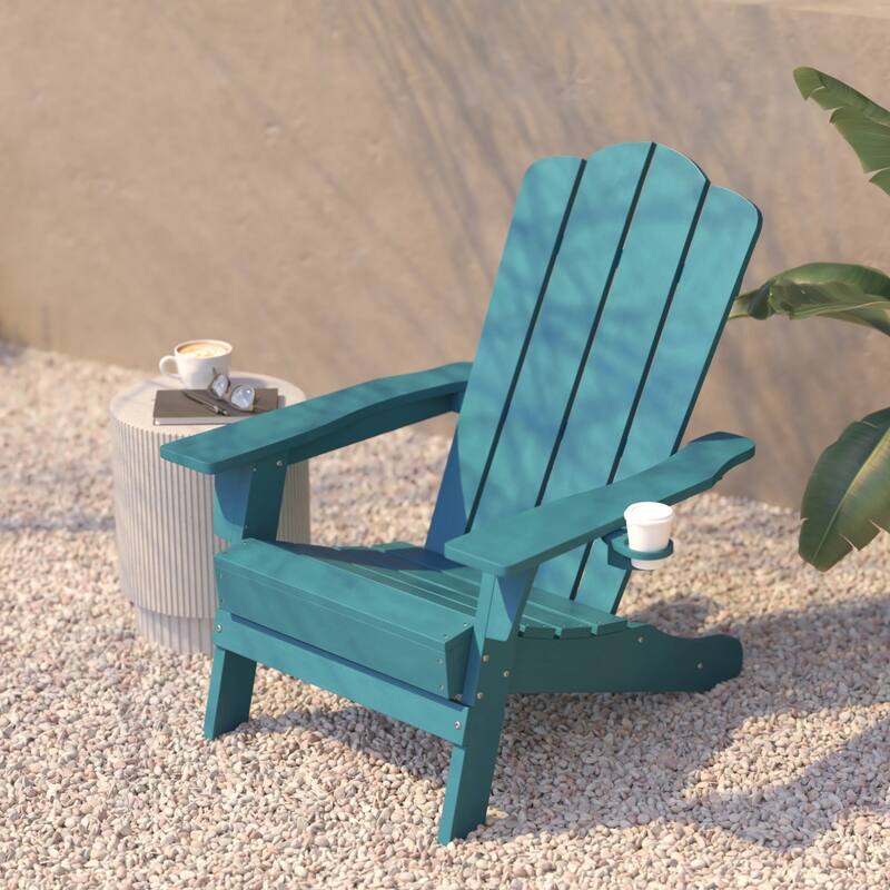 Commercial Grade All-Weather Adirondack Chair with Swiveling Cupholder